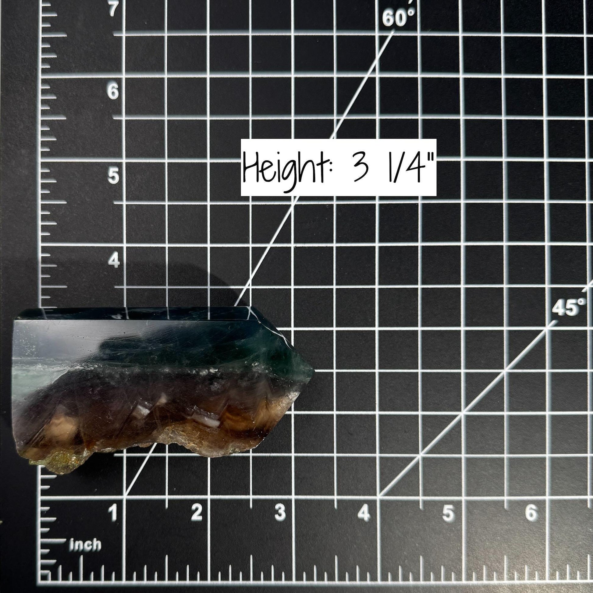 Rainbow Fluorite point | raw side | 3 1/4" tall | 232 grams | banded Fluorite | semi polished point