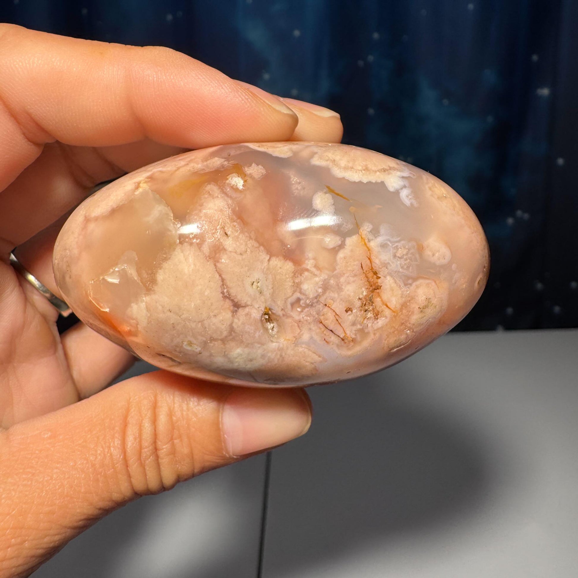 Puffy Flower Agate heart | 2 3/8” long | 215 grams | stand included