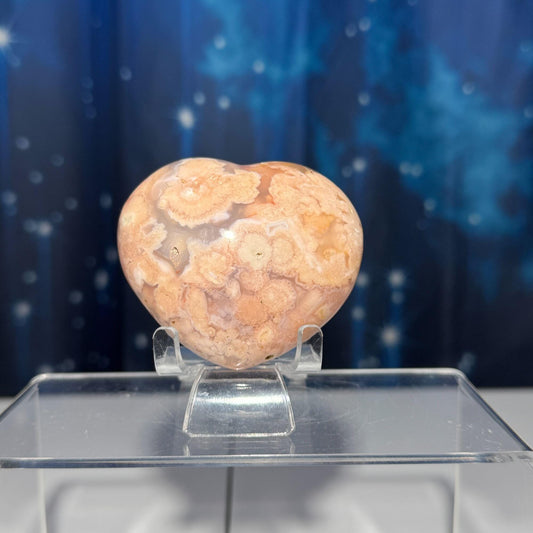 Puffy Flower Agate heart | 2 3/8” long | 215 grams | stand included