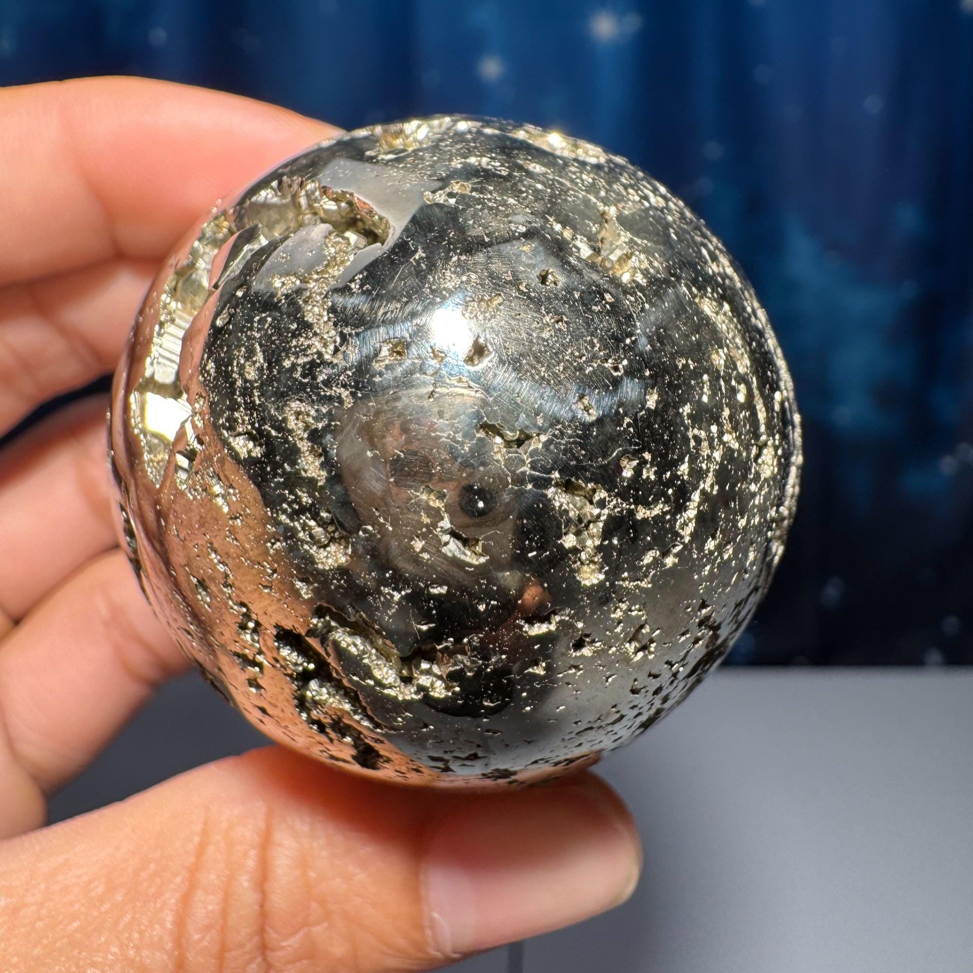 Peruvian Pyrite egg | 2 5/8” tall | 346 grams | cubic Pyrite | stand included