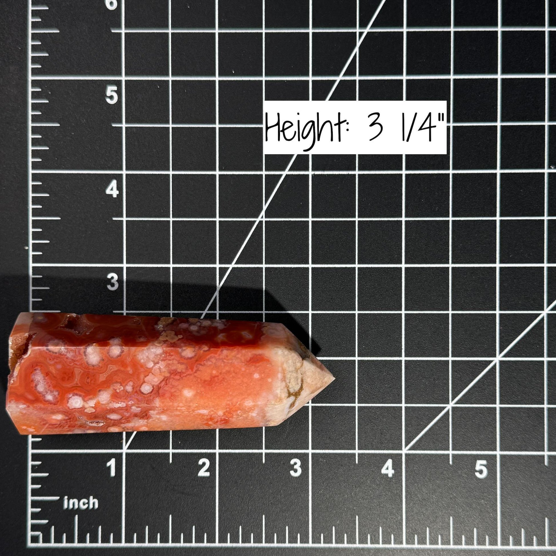 Flower Agate x Carnelian point | 3 1/4” tall | 102 grams | Damage Discount