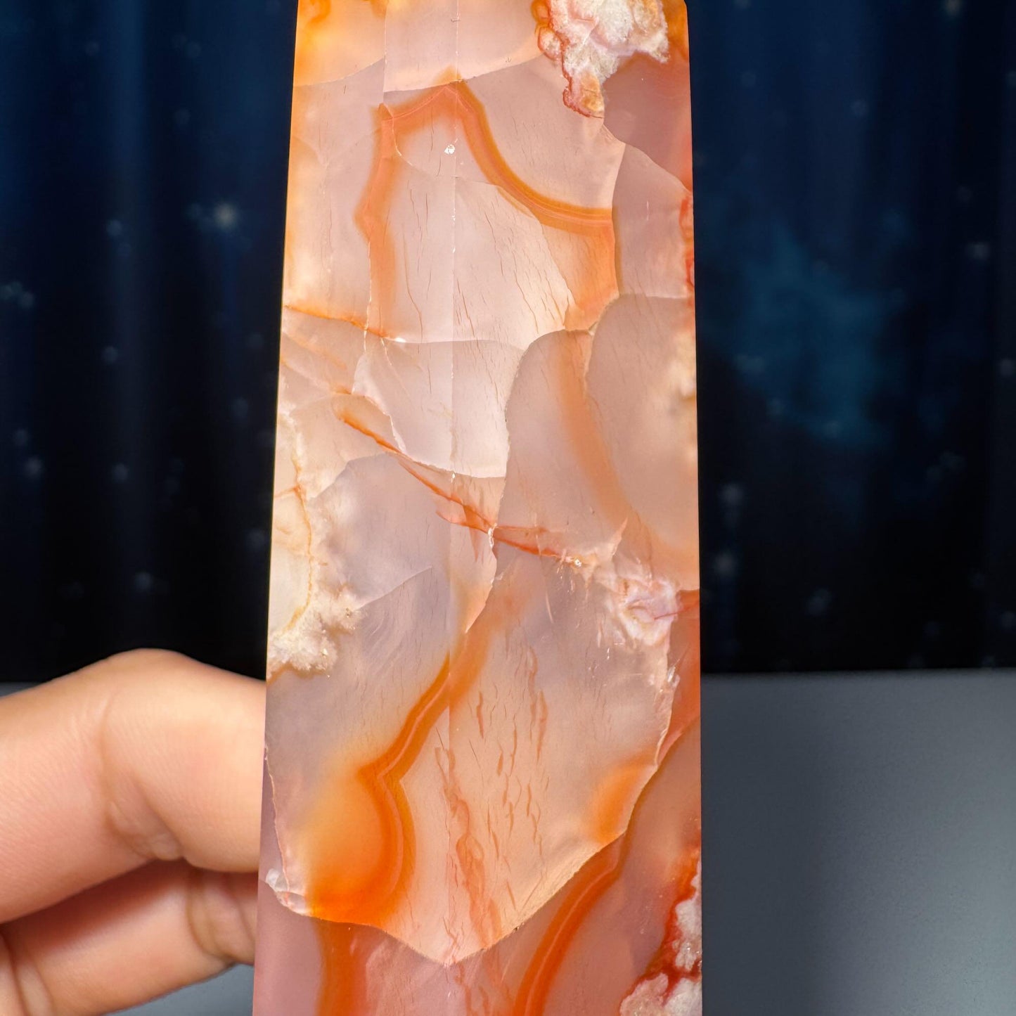 Flower Agate with Carnelian point | 3 3/4" tall | 128 grams | Damage Discount