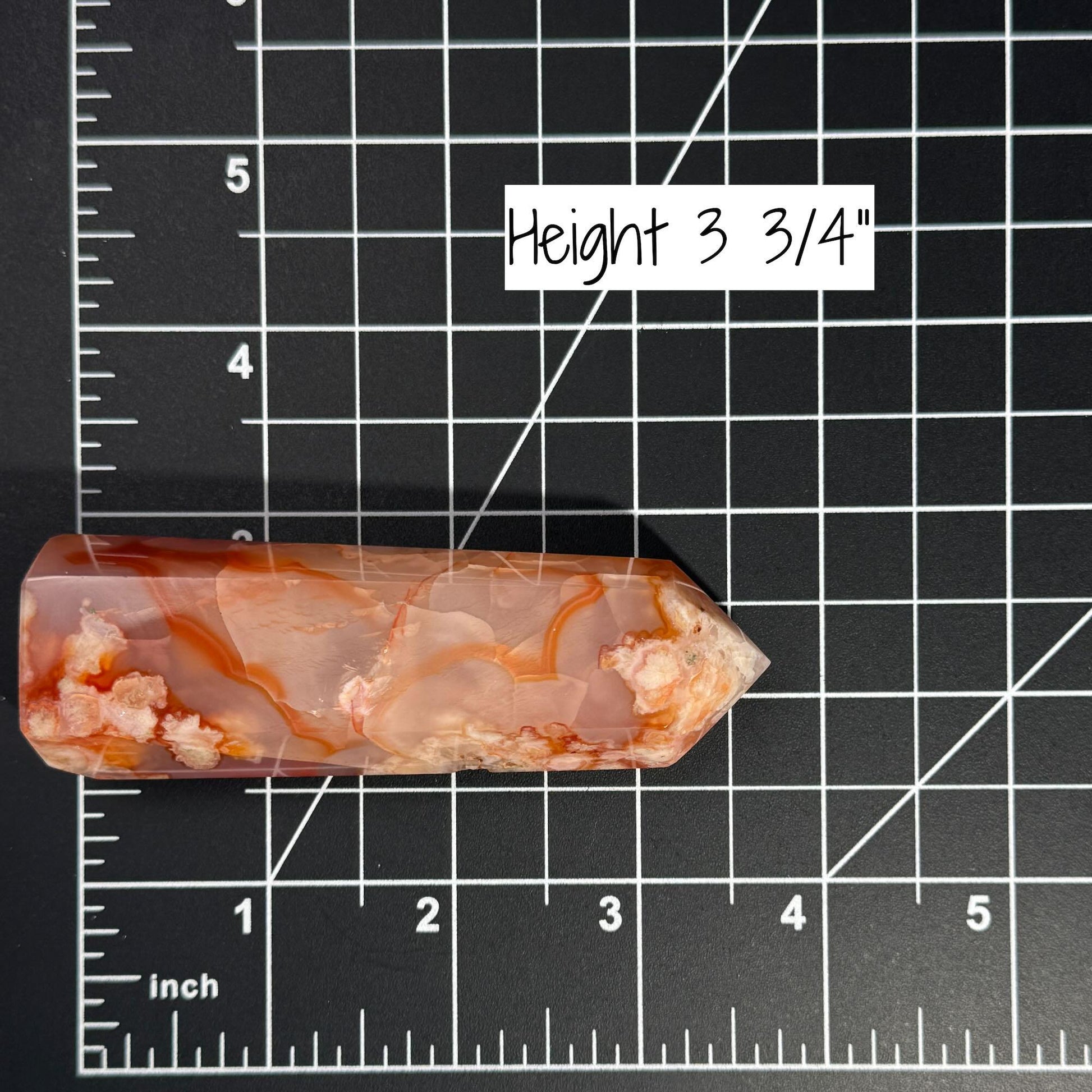 Flower Agate with Carnelian point | 3 3/4" tall | 128 grams | Damage Discount