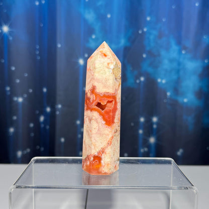 Druzy Flower Agate x Carnelian point | 4 5/8” tall | 170 grams | Damage Discount