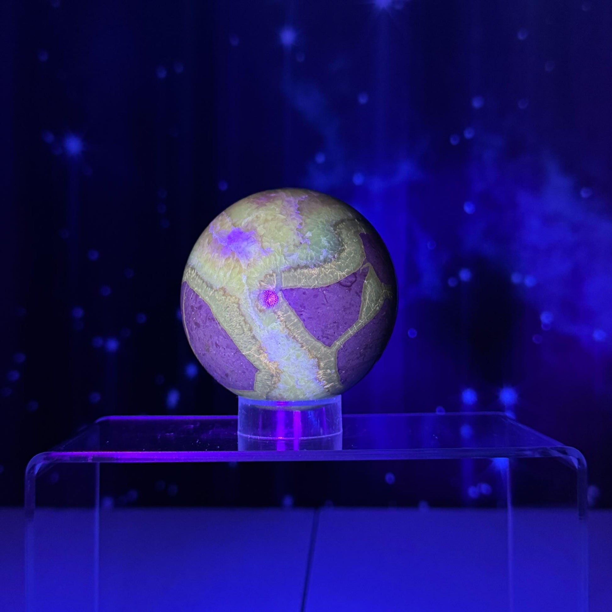 Septarian sphere | 68mm | 456 grams | Dragon Stone | UV reactive | stand included