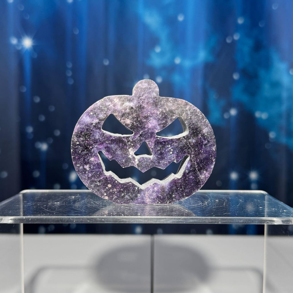 Dark Lepidolite Pumpkin | 2 3/4” tall | 88 grams | Damage Discount | Lithia Mica | self-stands