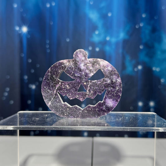 Dark Lepidolite Pumpkin | 2 3/4” tall | 88 grams | Damage Discount | Lithia Mica | self-stands