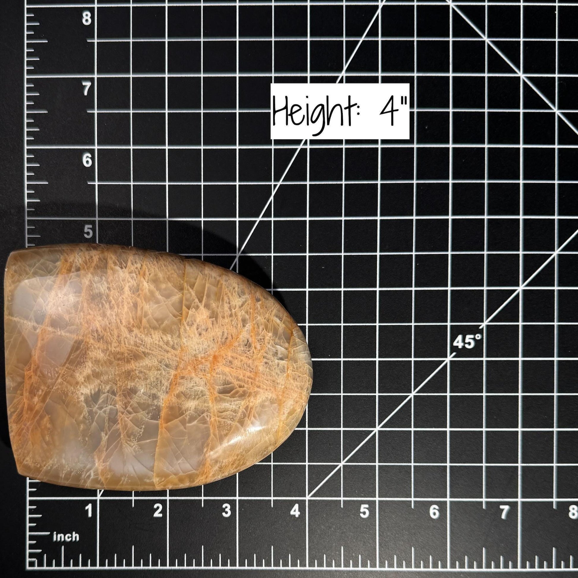 flashy Peach Moonstone free form | 4" tall | 434 grams | dual flash | Damage Discount