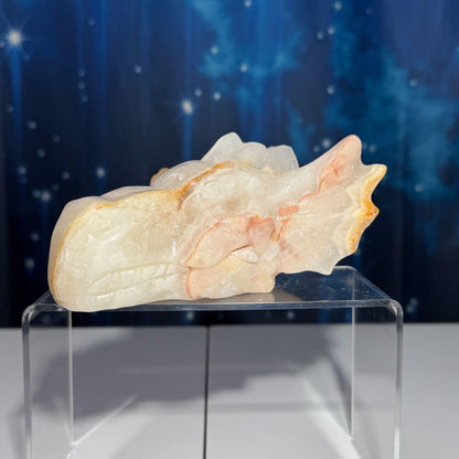Banded Calcite dragon head carving | 5 1/8" long | 802 grams | banded marble