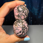 Rhodonite skull stacked | 3” tall | 240 grams | hand carved | Rhodonite double skull | twin skull