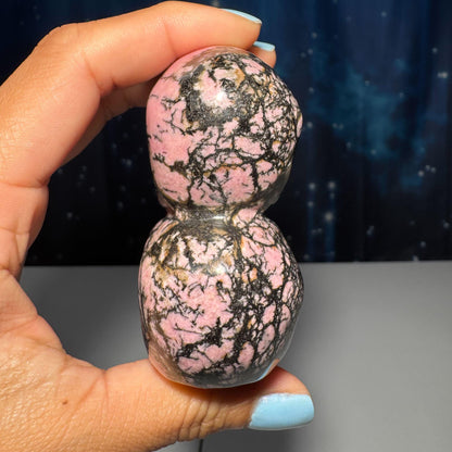 Rhodonite skull stacked | 3” tall | 240 grams | hand carved | Rhodonite double skull | twin skull