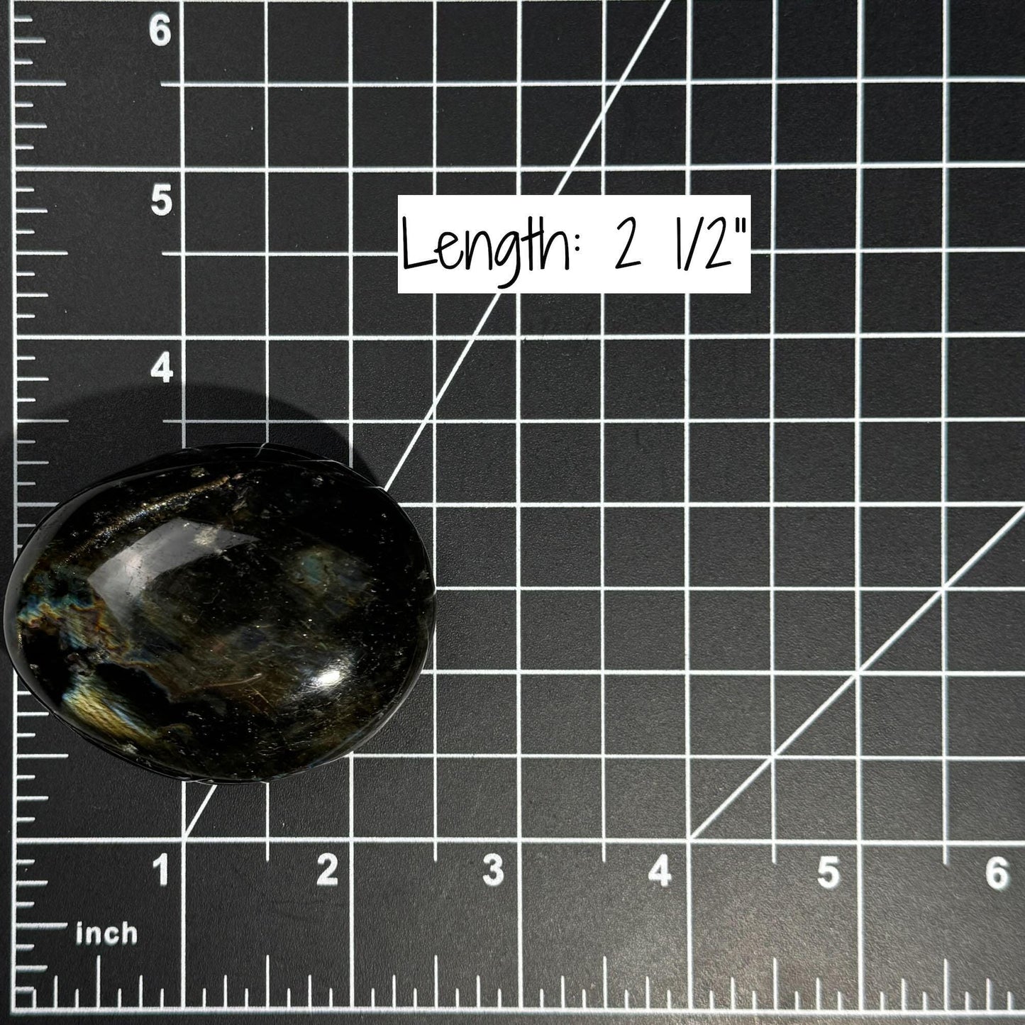 Flashy Labradorite palm stone | 2 1/2” long | 130 grams | silver flash | blue flash | orange flash | purple flash