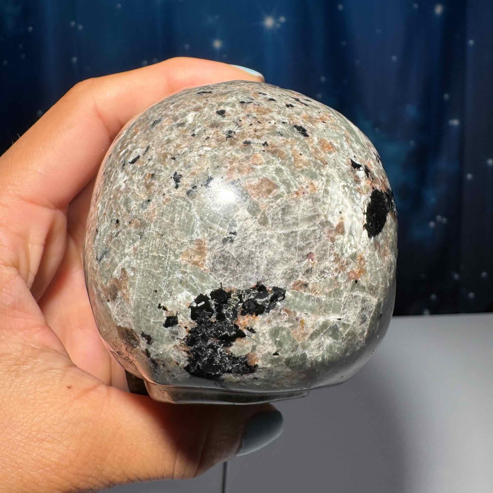 Sodalite Syenite skull | 3 3/4” long | 644 grams | UV reactive Sodalite