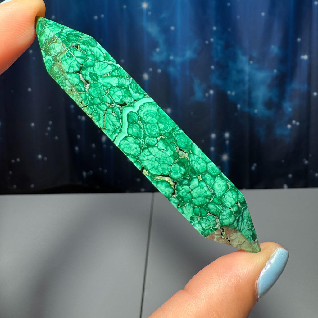 Malachite DT | 3 5/8" long | 52 grams | genuine Malachite | natural Malachite | double termination