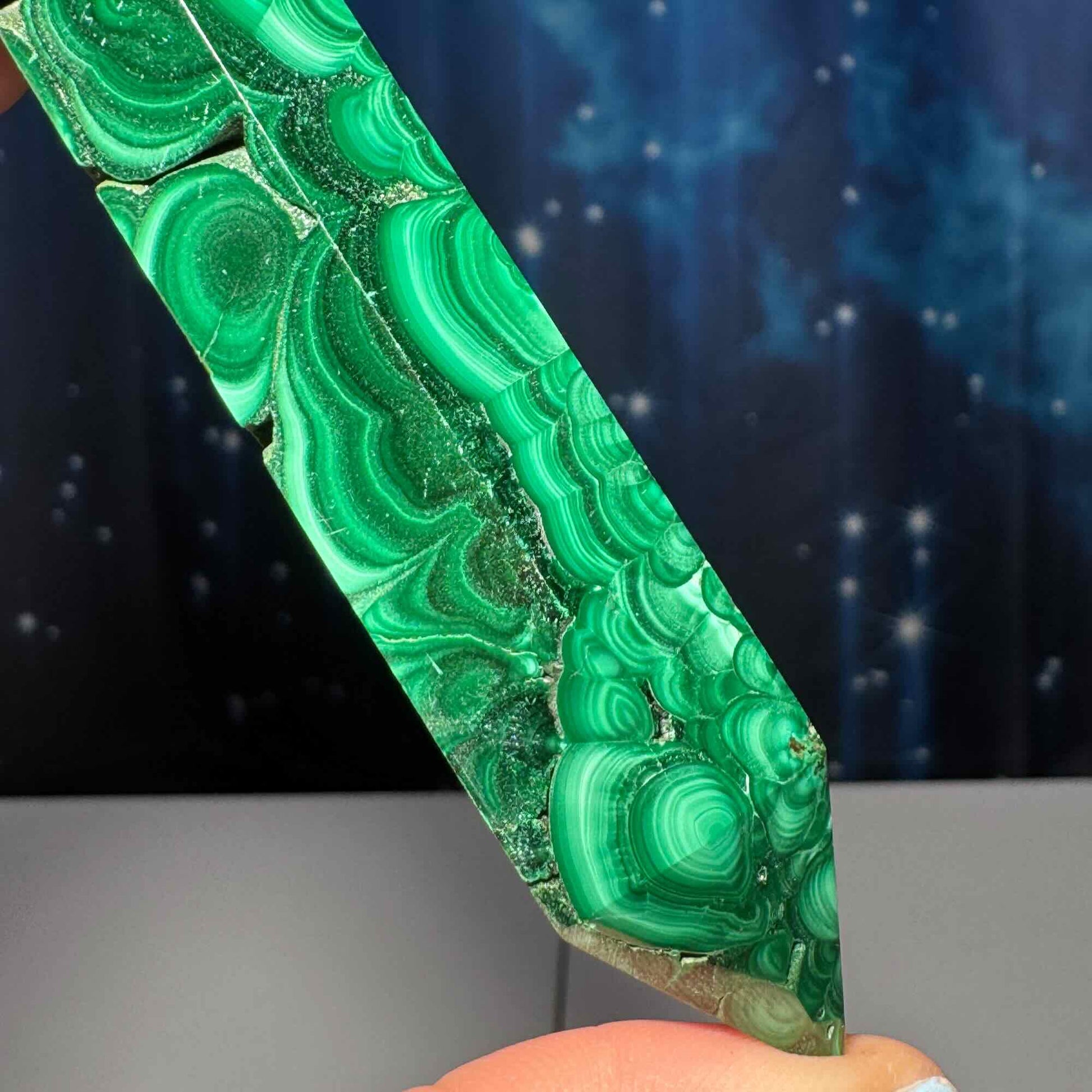 Malachite DT | 4 1/4" long | 79 grams | genuine Malachite | natural Malachite | Damage Discount