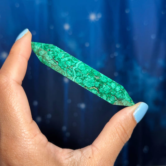 Malachite DT | 3 5/8" long | 52 grams | genuine Malachite | natural Malachite | double termination