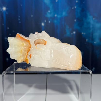 Banded Calcite dragon head carving | 5 1/8" long | 802 grams | banded marble