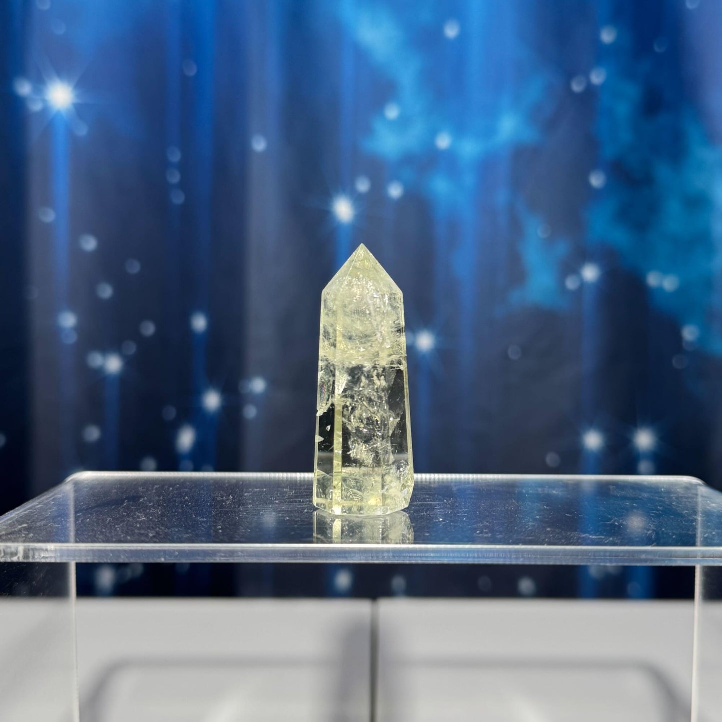 Prasiolite mini point | 2” tall | 22 grams | Damage Discount | with rainbows | heat treated Amethyst