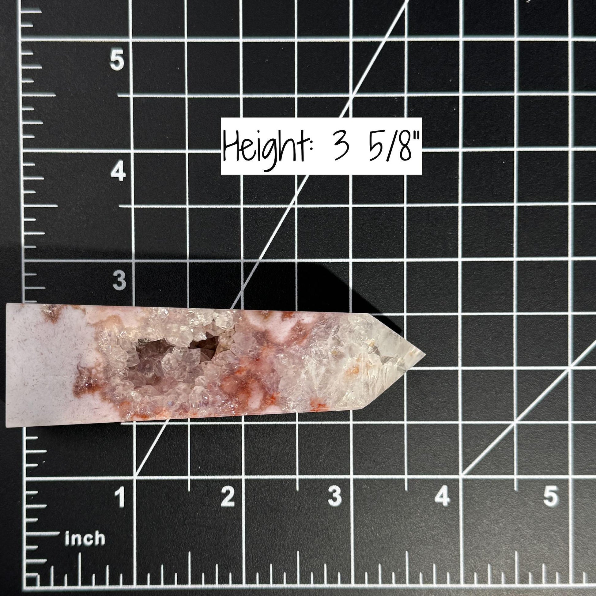 Pink Amethyst with Flower Agate point | 3 5/8" tall | 98 grams | with Quartz | lots of rainbows | obelisk