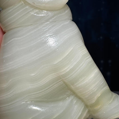 Banded Calcite dog carving | 4 3/4" tall | 805 grams | banded Marble | green Calcite