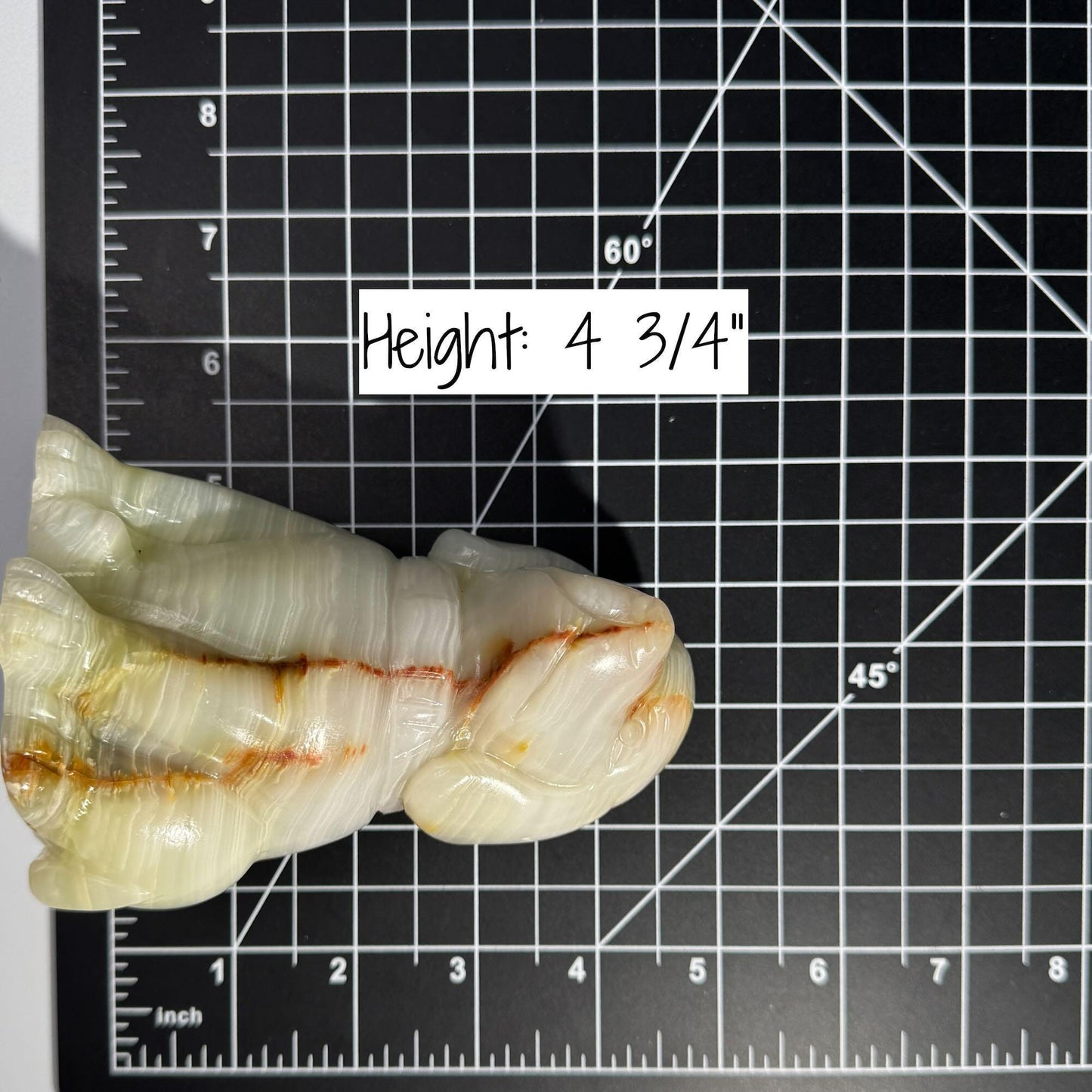 Banded Calcite dog carving | 4 3/4" tall | 805 grams | banded Marble | green Calcite