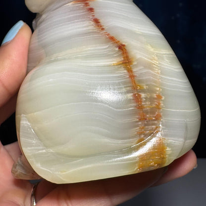 Banded Calcite dog carving | 4 3/4" tall | 805 grams | banded Marble | green Calcite