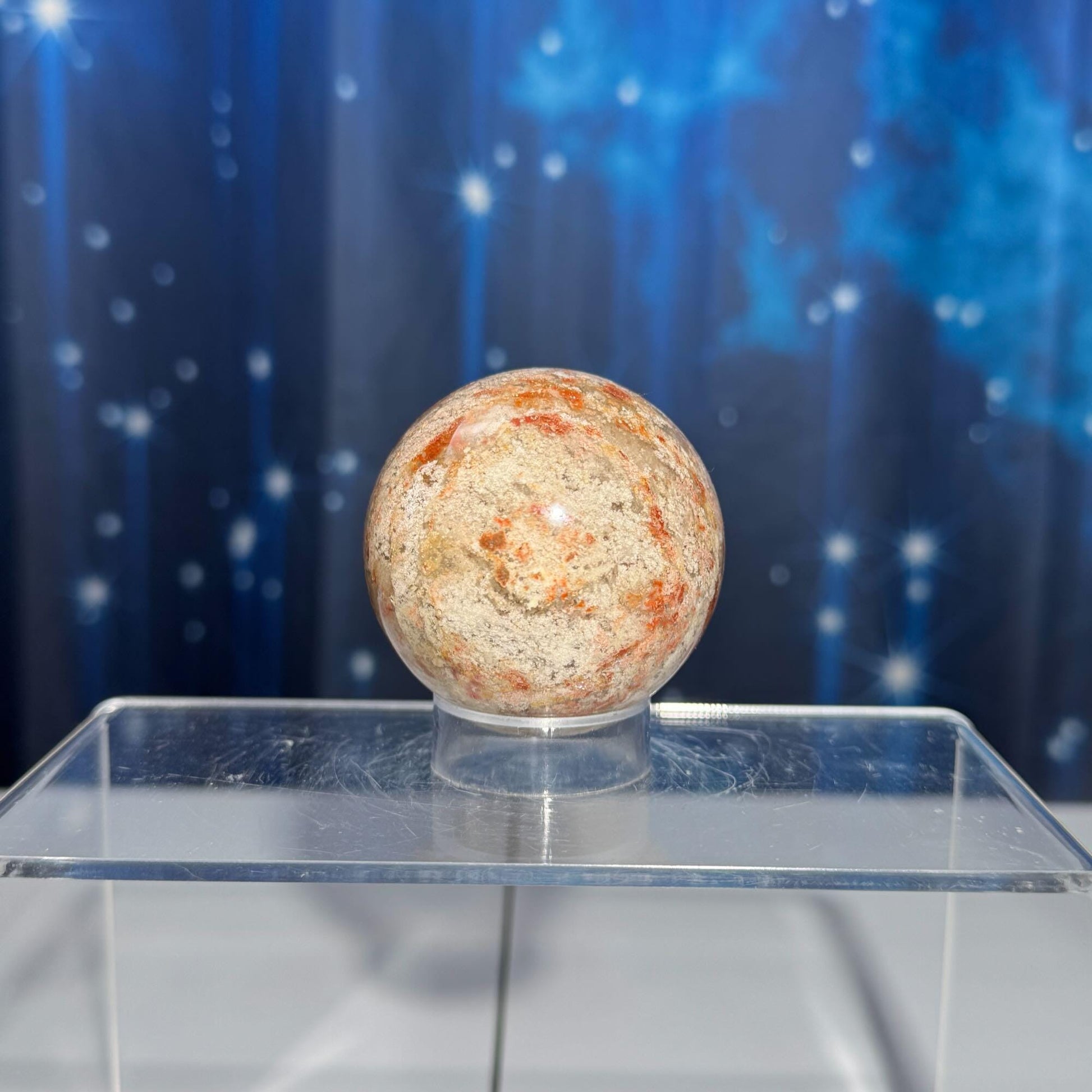 Thousand layer Garden Quartz sphere | 53mm | 201 grams | stand included | red Hematite | White Chlorite | gorgeous Garden Quartz
