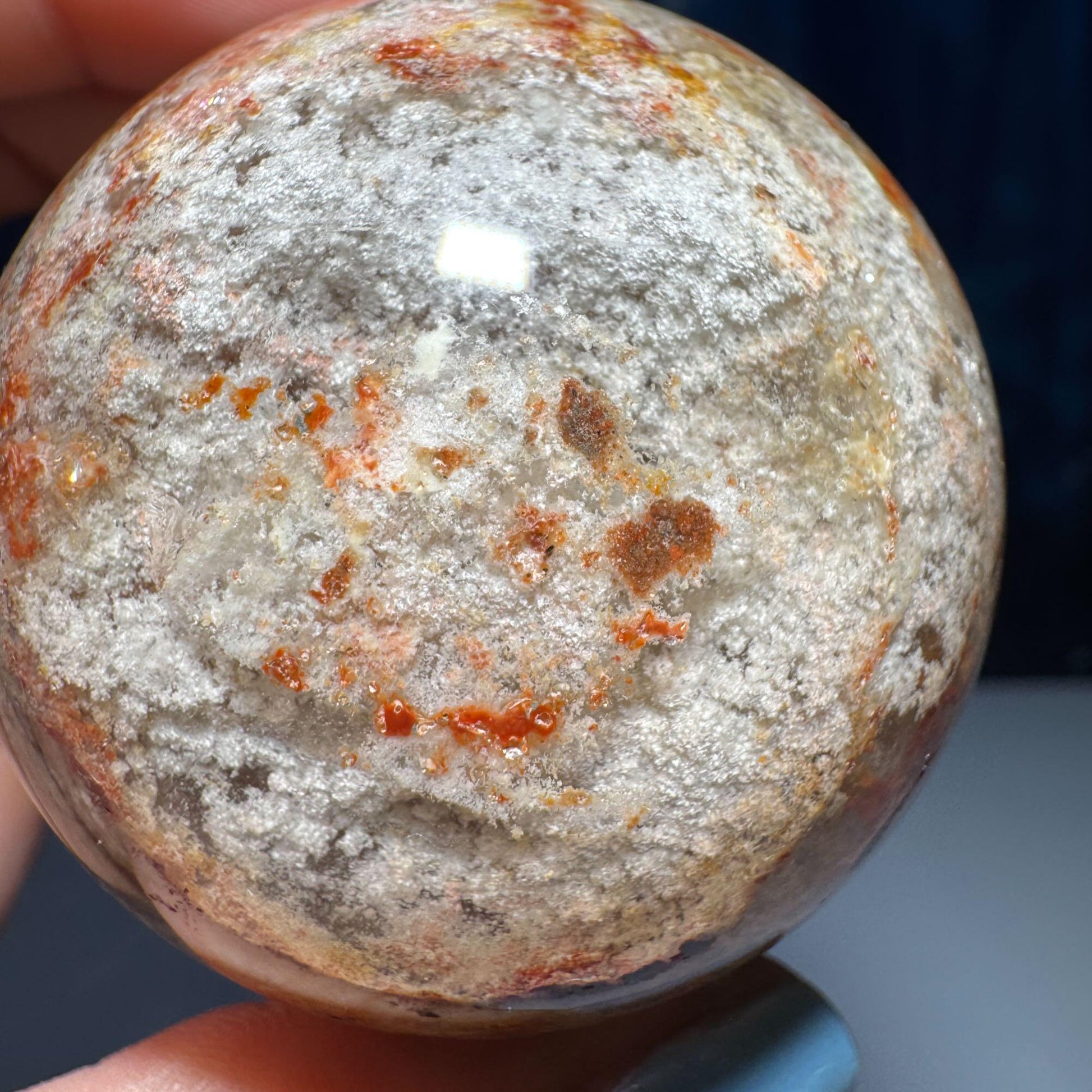 Thousand layer Garden Quartz sphere | 53mm | 201 grams | stand included | red Hematite | White Chlorite | gorgeous Garden Quartz