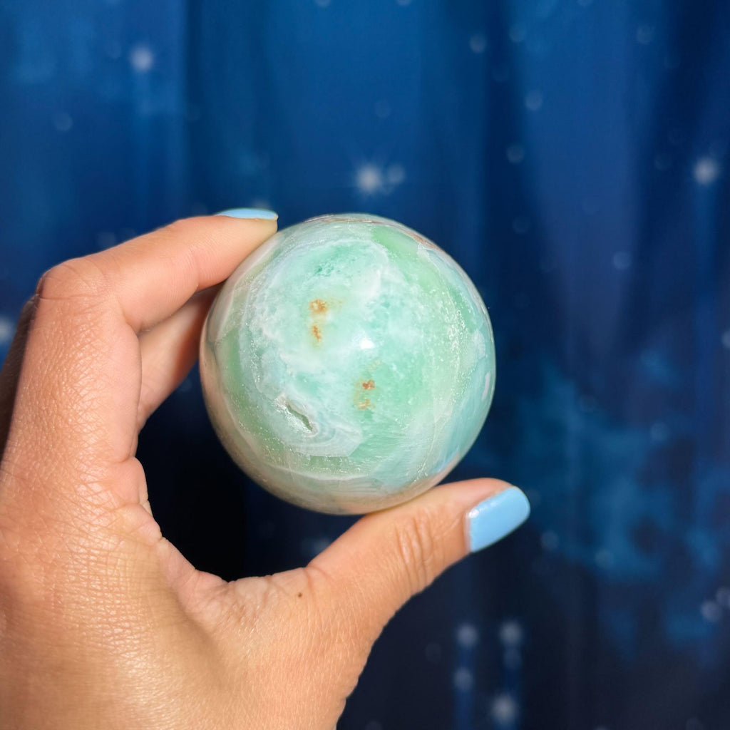 Caribbean Calcite goddess egg | 3 7/8" long | 544 grams | ocean blue | Tucson find | pill shape | ellipsoid