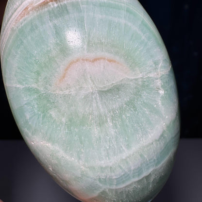 Caribbean Calcite goddess egg | 3 7/8" long | 544 grams | ocean blue | Tucson find | pill shape | ellipsoid
