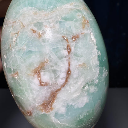Caribbean Calcite goddess egg | 3 7/8" long | 544 grams | ocean blue | Tucson find | pill shape | ellipsoid