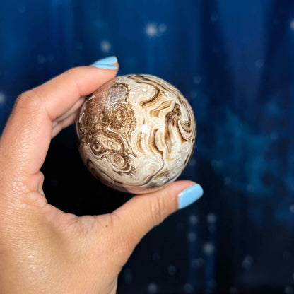 Brown Aragonite goddess egg | 3 3/4" long | 465 grams | gorgeous banding | Tucson find | pill shape | ellipsoid