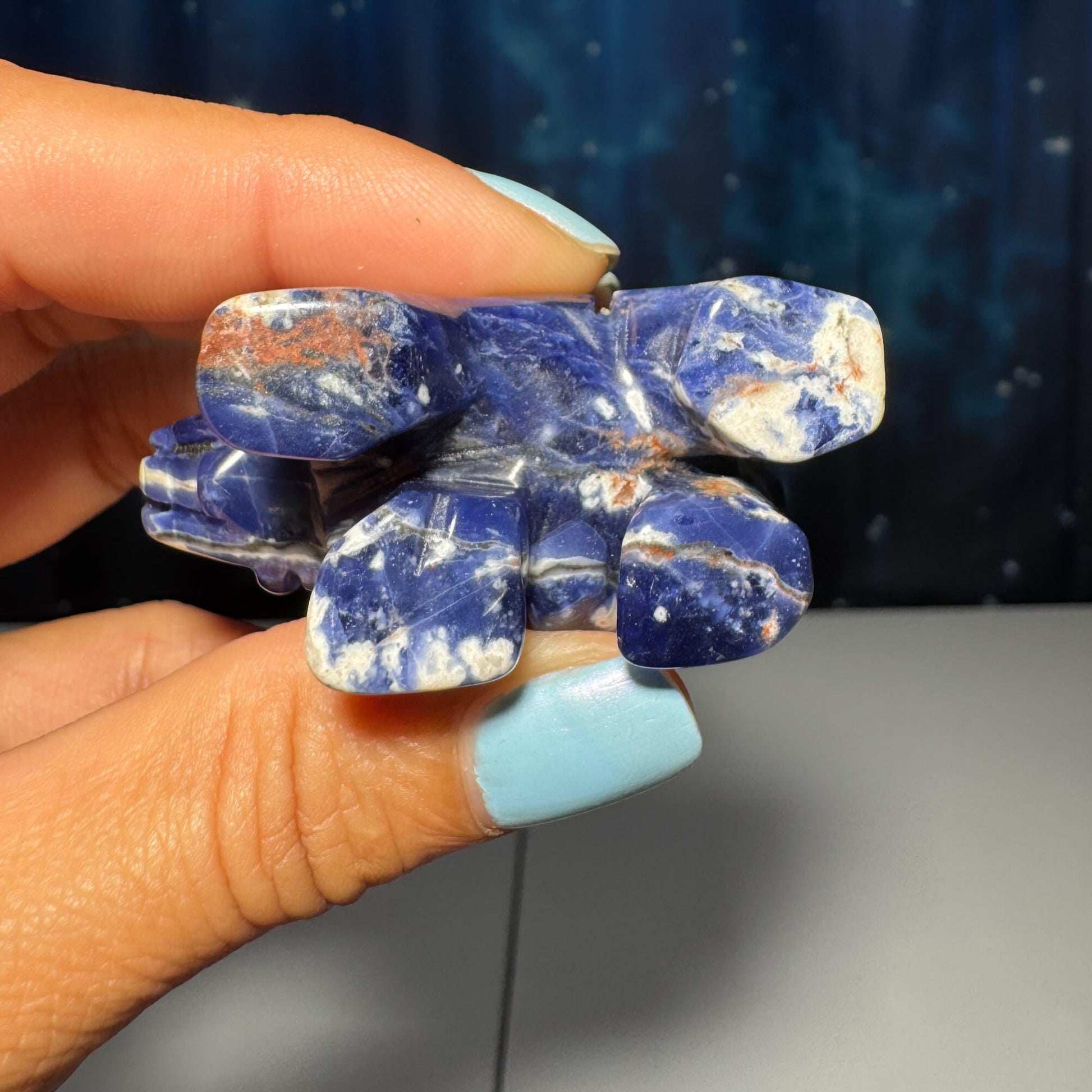 Mini Sodalite Elephant carving | 2” long | 45 grams | trunk up elephant