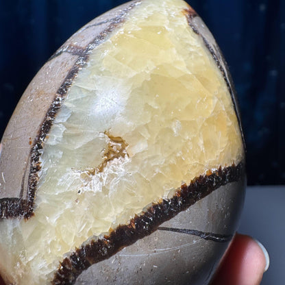Septarian Geode egg | 3 5/8" tall | 459 grams | stand included | UV reactive