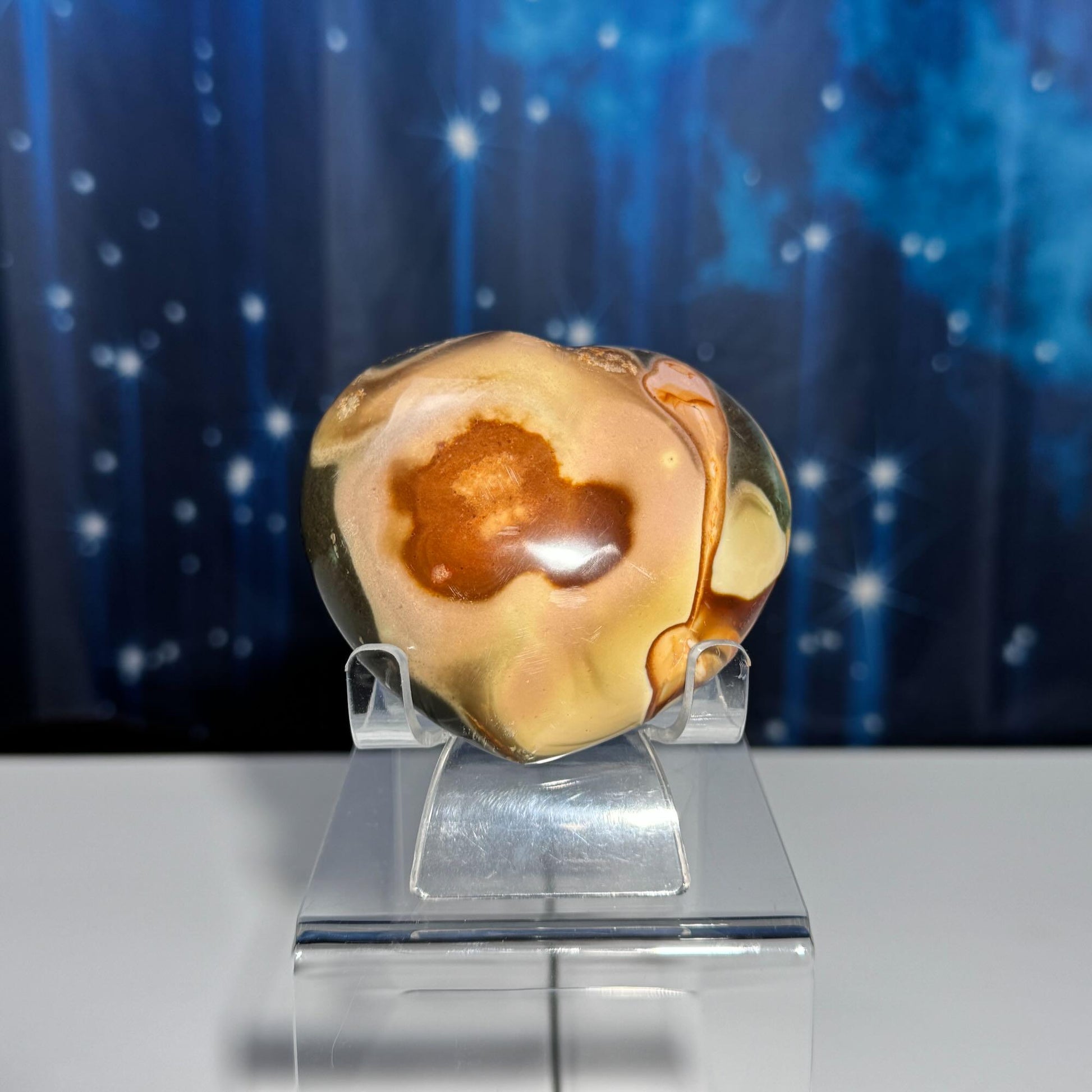 Polychrome Jasper heart | 2 3/4” tall | 301 grams | Damage Discount | stand included | Desert Jasper