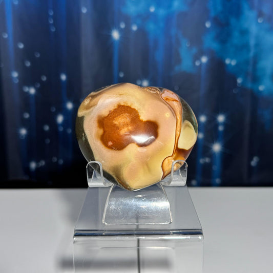 Polychrome Jasper heart | 2 3/4” tall | 301 grams | Damage Discount | stand included | Desert Jasper
