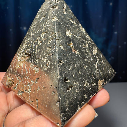 Peruvian Pyrite pyramid | 2 5/8” tall | 422 grams | cubic Pyrite