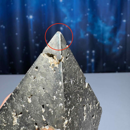 Peruvian Pyrite pyramid | 2 3/8” tall | 283 grams | cubic Pyrite | Damage Discount