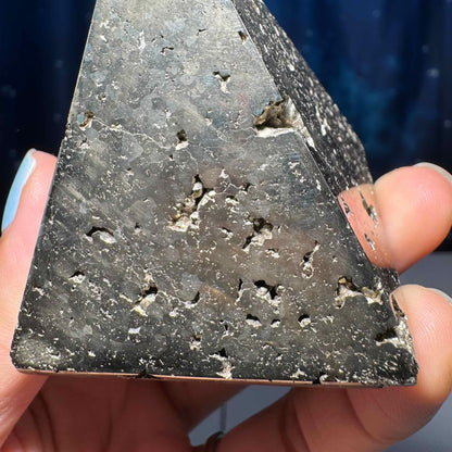Peruvian Pyrite pyramid | 2 3/8” tall | 283 grams | cubic Pyrite | Damage Discount