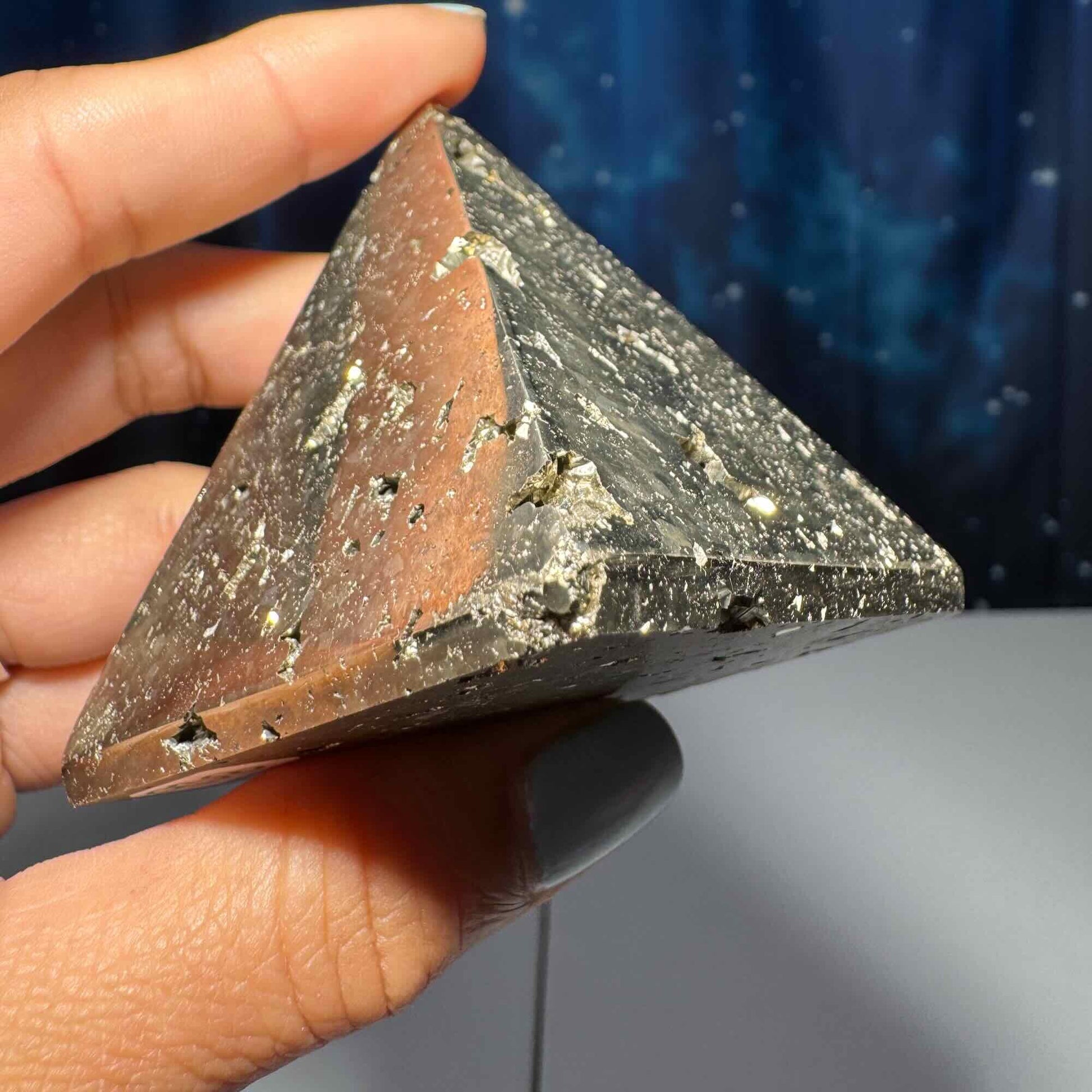 Peruvian Pyrite pyramid | 2 3/8” tall | 283 grams | cubic Pyrite | Damage Discount