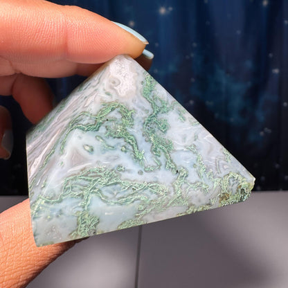 Moss Agate pyramid | 2 1/8" long | 130 grams | Blue Moss Agate pyramid | Moss Agate carving