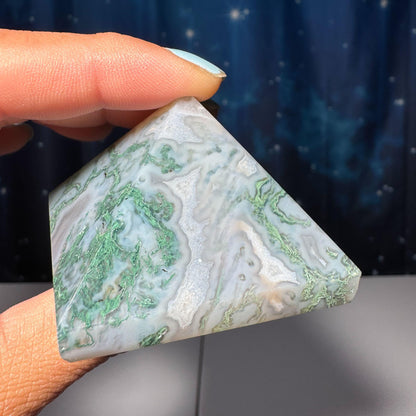 Moss Agate pyramid | 2 1/8" long | 130 grams | Blue Moss Agate pyramid | Moss Agate carving