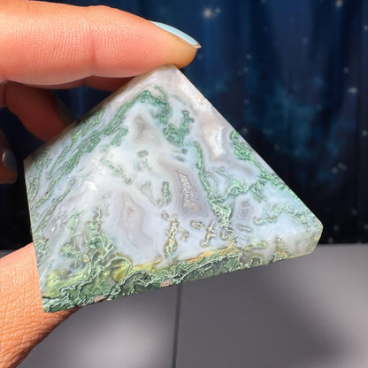 Moss Agate pyramid | 2 1/8" long | 130 grams | Blue Moss Agate pyramid | Moss Agate carving