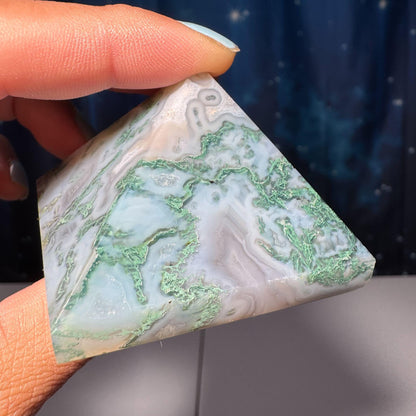 Moss Agate pyramid | 2 1/8" long | 130 grams | Blue Moss Agate pyramid | Moss Agate carving