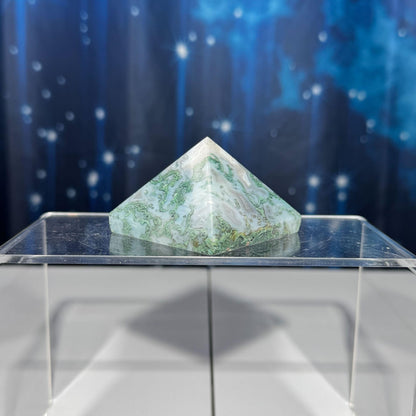 Moss Agate pyramid | 2 1/8" long | 130 grams | Blue Moss Agate pyramid | Moss Agate carving