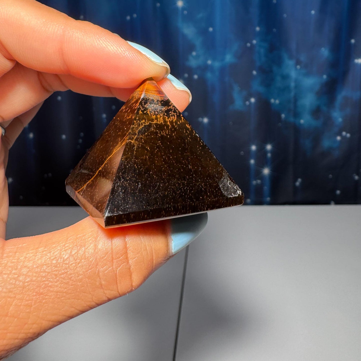 Yellow Tiger's Eye pyramid | 1 1/2" long | 54 grams | Damage Discount | flashy Tiger's Eye