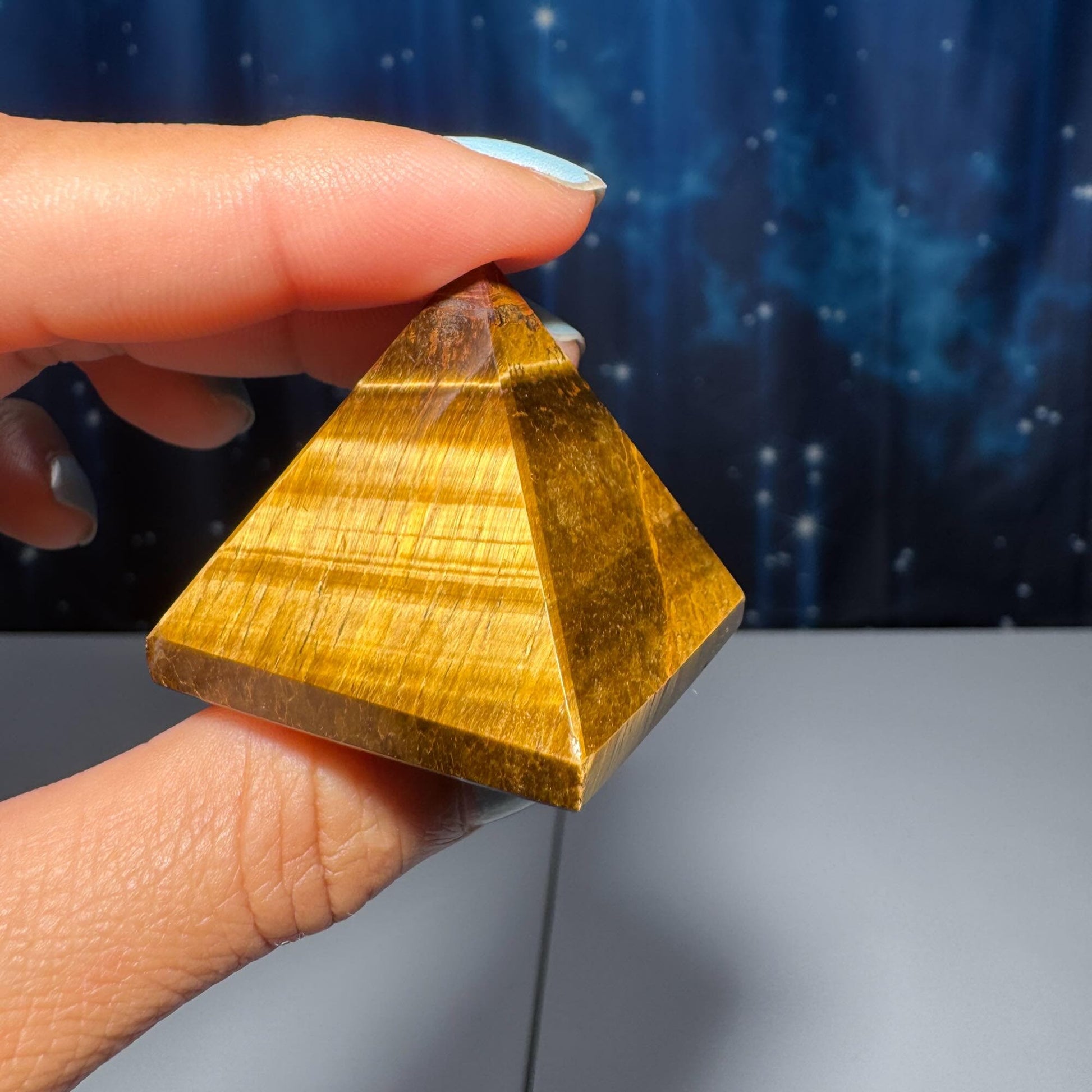 Yellow Tiger's Eye pyramid | 1 1/2" long | 54 grams | Damage Discount | flashy Tiger's Eye