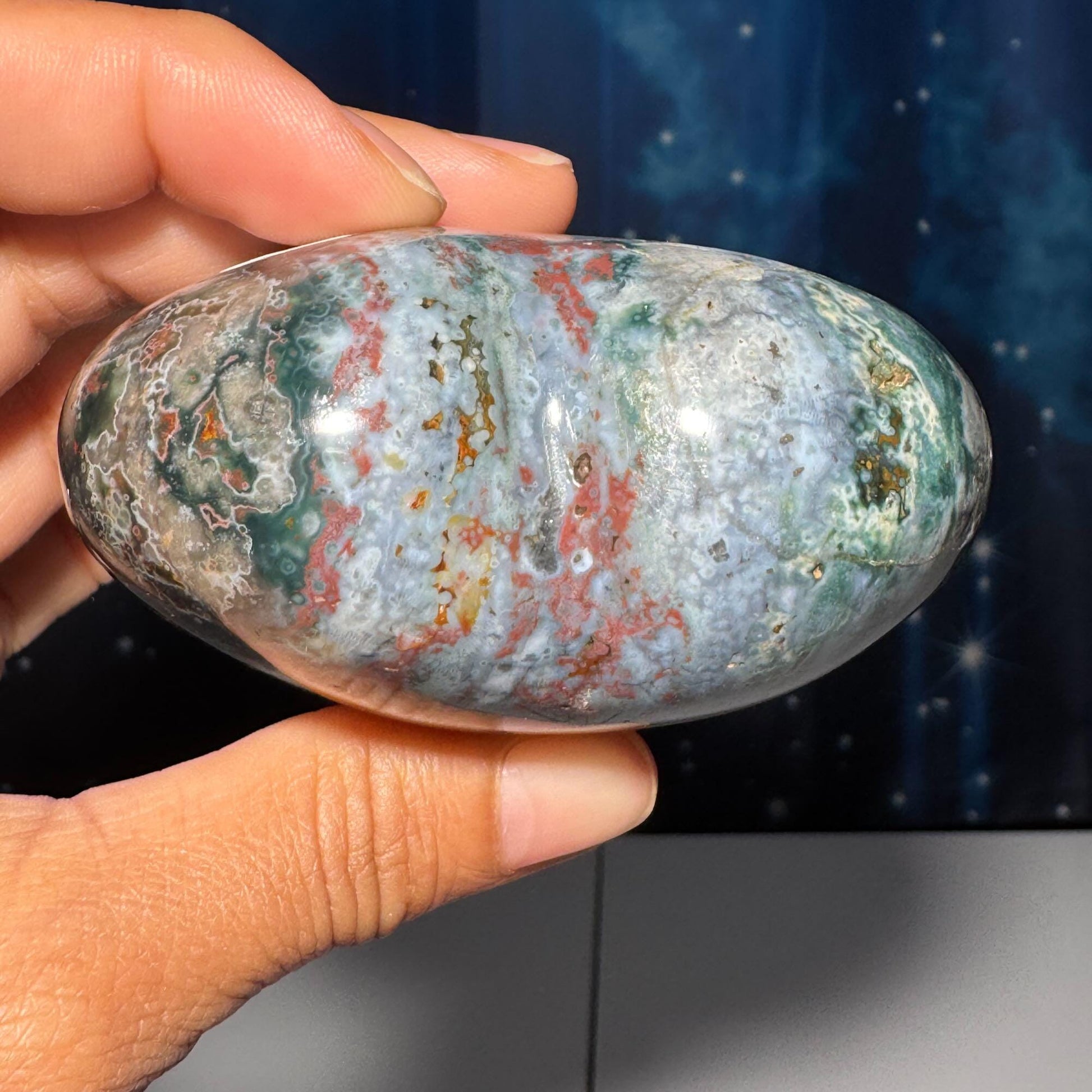 Puffy Sea Jasper heart | 2 3/4" long | 314 grams | Damage Discount | stand included