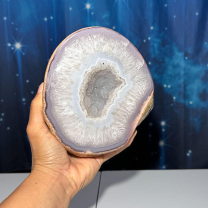 XL Agate Geode | 6” long | 1.939 kilograms | NO PAIR | mini rainbows
