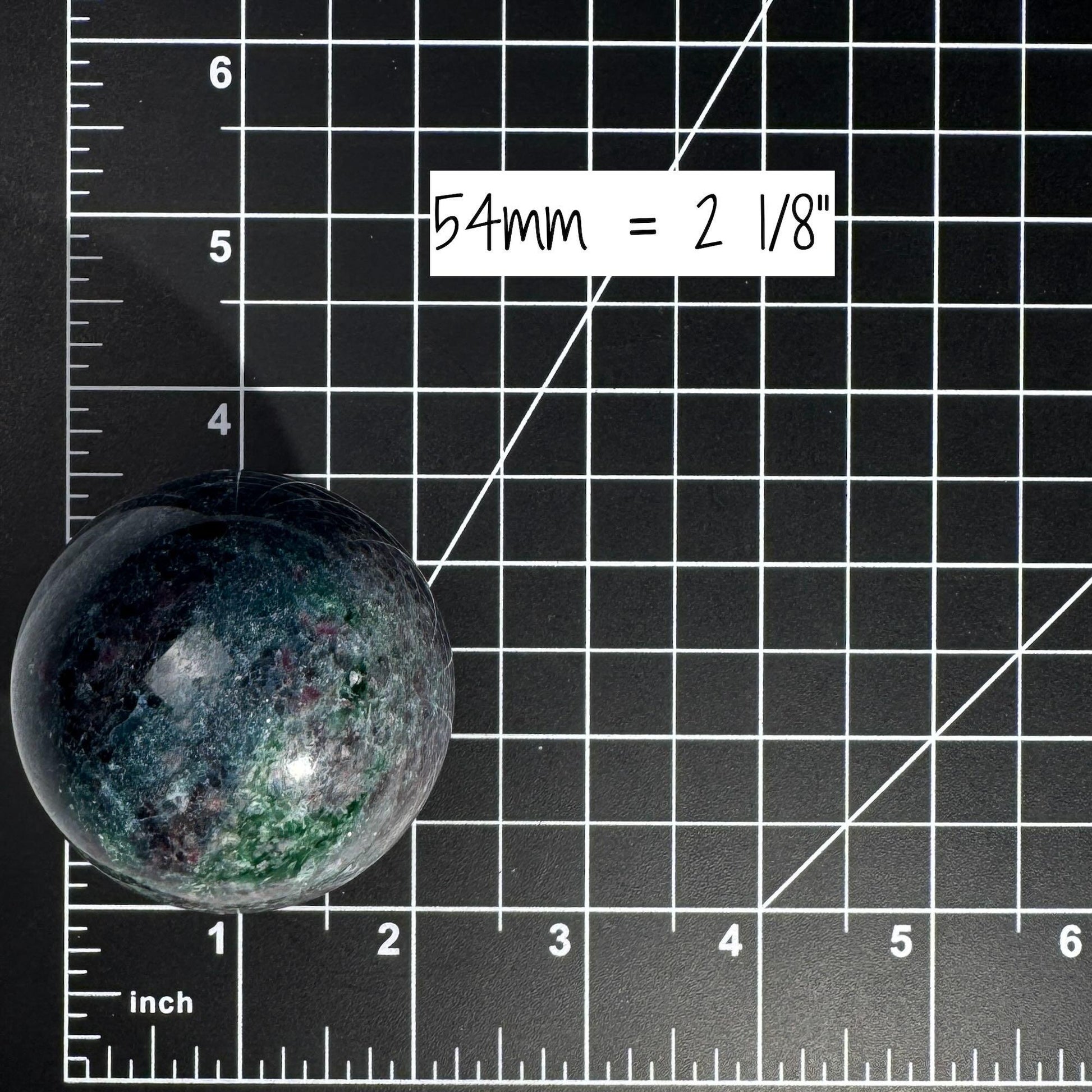 Ruby in Kyanite with Fuchsite sphere | 54mm | 306 grams | UV reactive | stand included